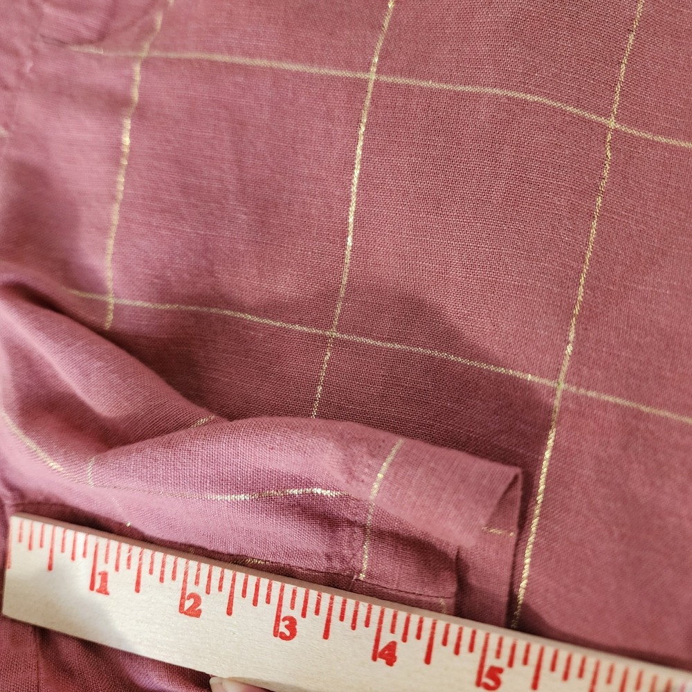 Liz Claiborne Size 14‎ Women's Rose Linen Blend Shorts Windowpane Plaid Summer - Picture 8 of 9